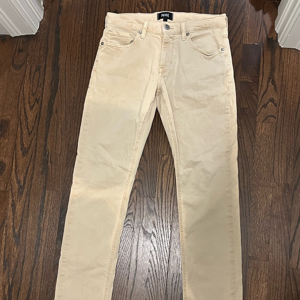 PAIGE MENS KHAKI JEANS SLIM SKINNY 30 x 30 BEIGE